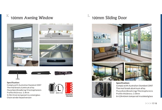 unbreakable Modern Aluminum Window For Heat Sound Insulation long Life Span