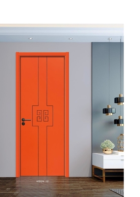 Stylish Hotel Interior WPC Door Full PVC Painted With Solid Wood Door Frame Kits
