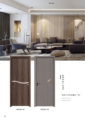 Water Repellent WPC Flush Door WPC Toilet Door With PVC Film Design