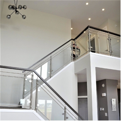 Clear Silver Polished Stainless Steel Glass Handrail Corrosion Proof Metal And Glass Banister