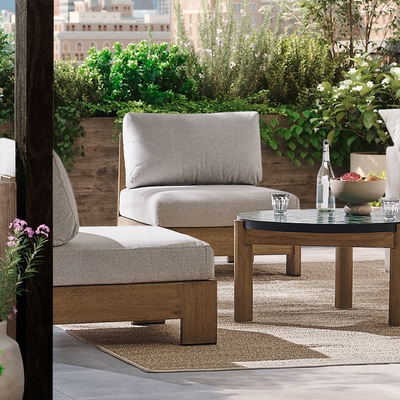 Waterproof Contemporary Patio Furniture of Aluminum Wood and Glass