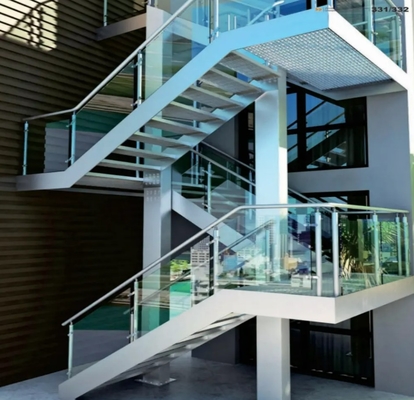 Durable High Strength Steel And Glass Handrail Stain Polished