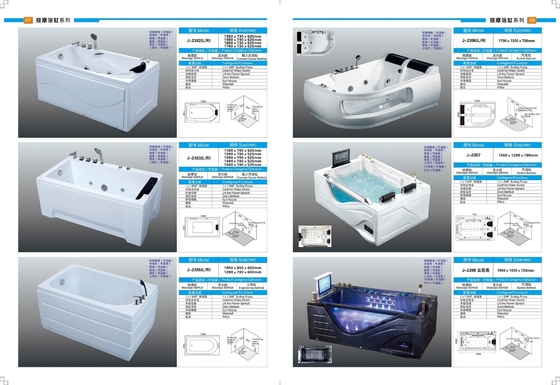 Durable Rectangular Wall Mounted Bathtub 6 Air Bubble Jets Bathroom Sanitary Wares