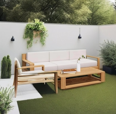 Comfortable Wood Patio Furniture Set Wood Outdoor Sectional Weather Resistance