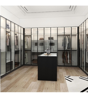 Customizable Wood Stainless Steel Wardrobe 60x200cm Modern Vintage